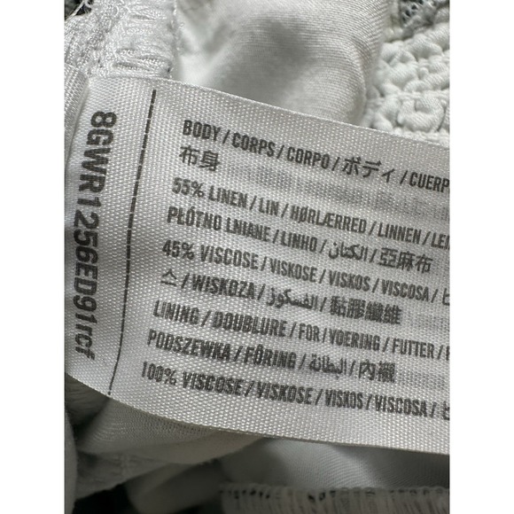 Abercrombie & Fitch Scenic Print Linen Blend Puff Sleeve Cropped Blouse Small - Picture 10 of 10